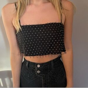 NBD crop top, Rhinestone Netting Layer, Sz XS